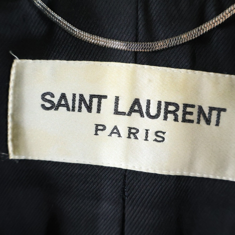 SAINT LAURENT PARIS(サンローランパリ) 17AW スタンドカラーウールメルトンロングコート ブラック 485307 Y046R