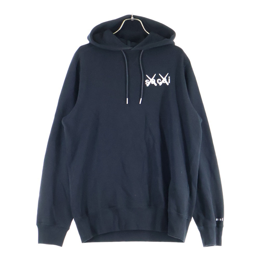 Sacai(サカイ) ×KAWS Embroidery Hoodie カウズ ロゴ刺繍 プルオーバースウェットパーカー フーディ ブラック 21-0283S