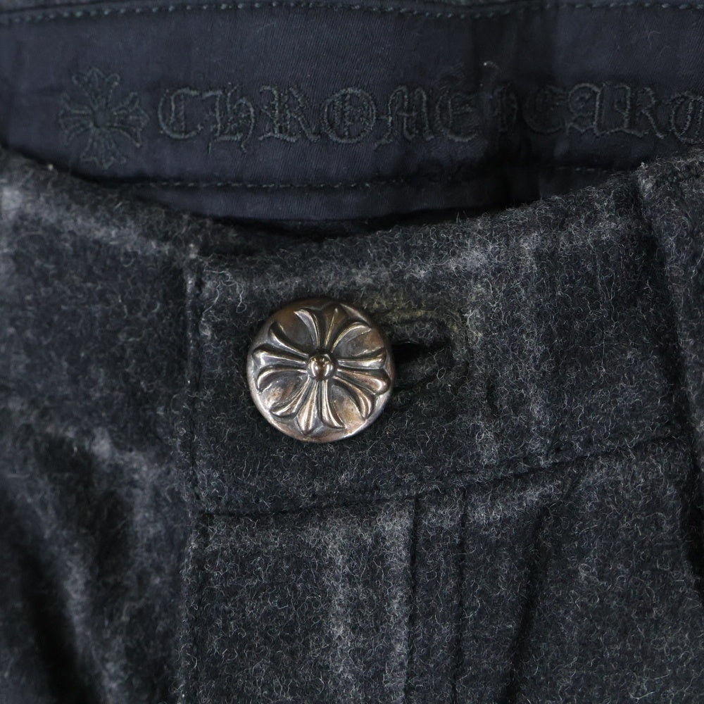CHROME HEARTS(クロムハーツ) WOOL FLARE PANT ウール フレアパンツ クロスボール ブラック