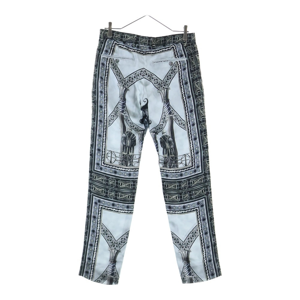 DOLCE & GABBANA(ドルチェアンドガッバーナ) SILK PANTS 総柄 シルクパンツ ブラック/グレー G6MPET HP1TP