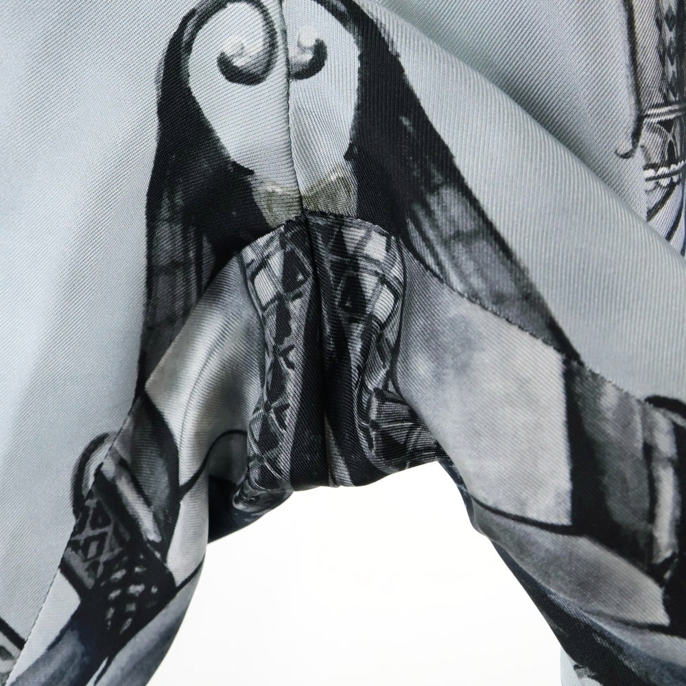 DOLCE & GABBANA(ドルチェアンドガッバーナ) SILK PANTS 総柄 シルクパンツ ブラック/グレー G6MPET HP1TP