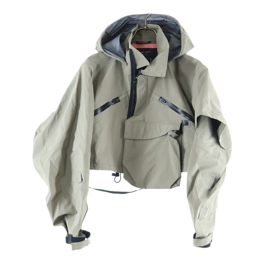 Sacai(サカイ) 22SS ×ACRONYM CROP JACKET アクロニウム ジップアップ フード クロップドジャケット ベージュ レディース 22-06011
