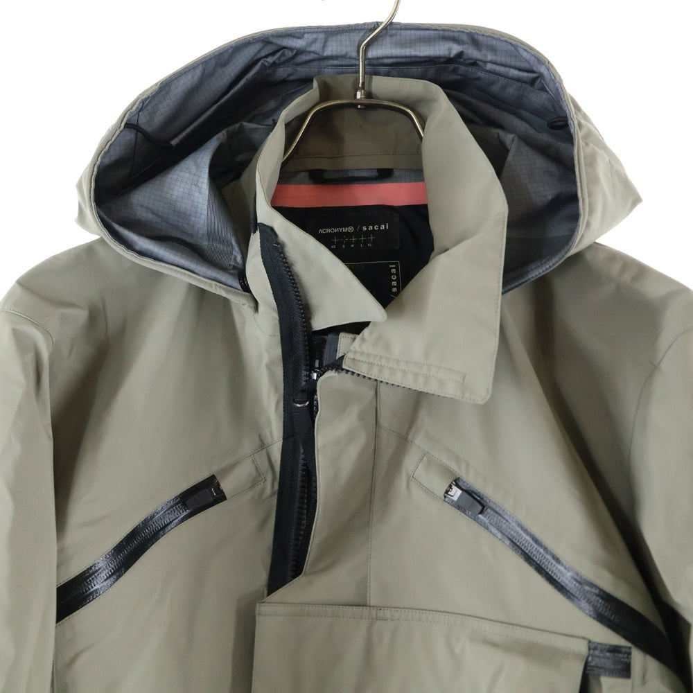Sacai(サカイ) 22SS ×ACRONYM CROP JACKET アクロニウム ジップアップ フード クロップドジャケット ベージュ レディース 22-06011