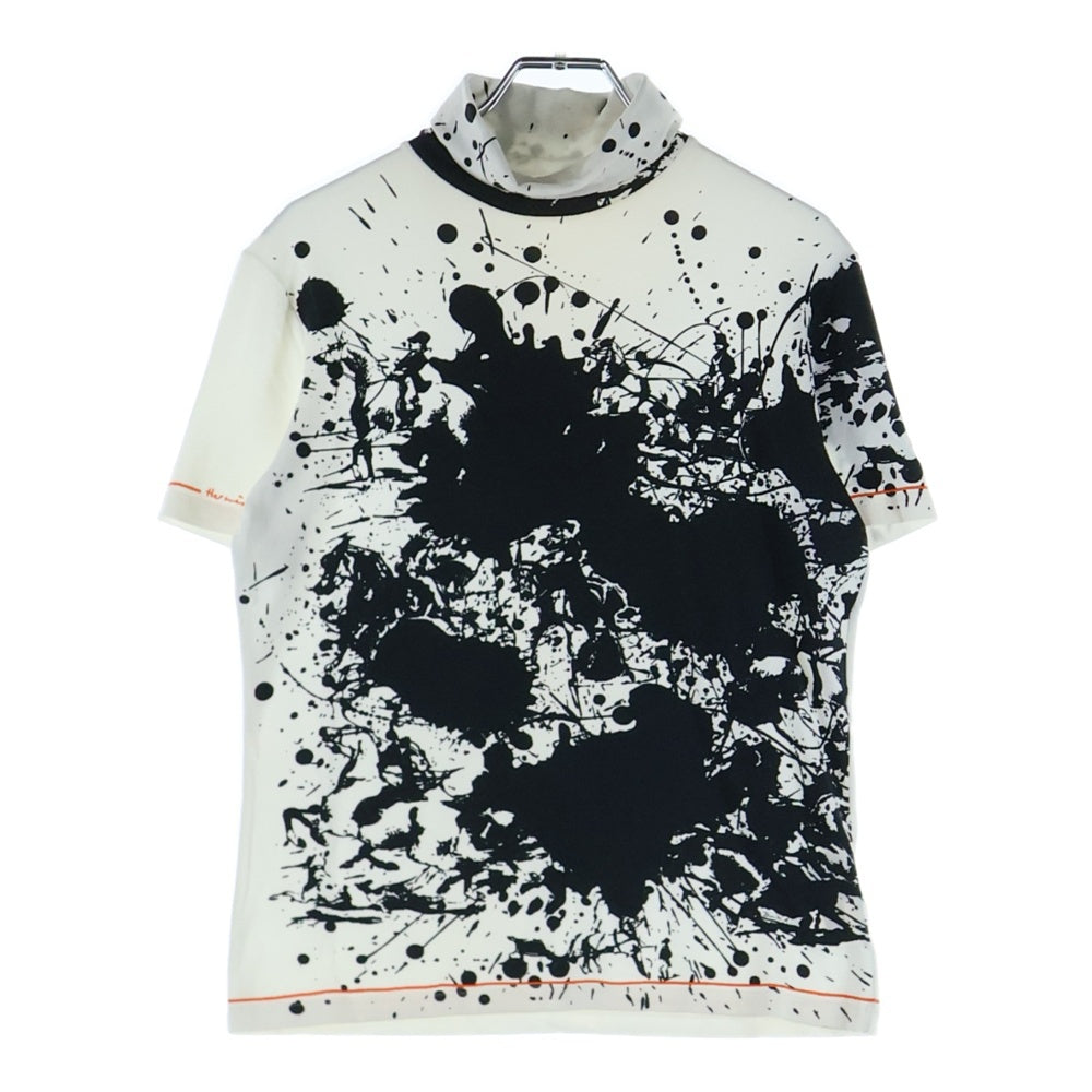 HERMES(エルメス) スプラッタープリント タートルネック 半袖Tシャツ レディース ブラック/ホワイト