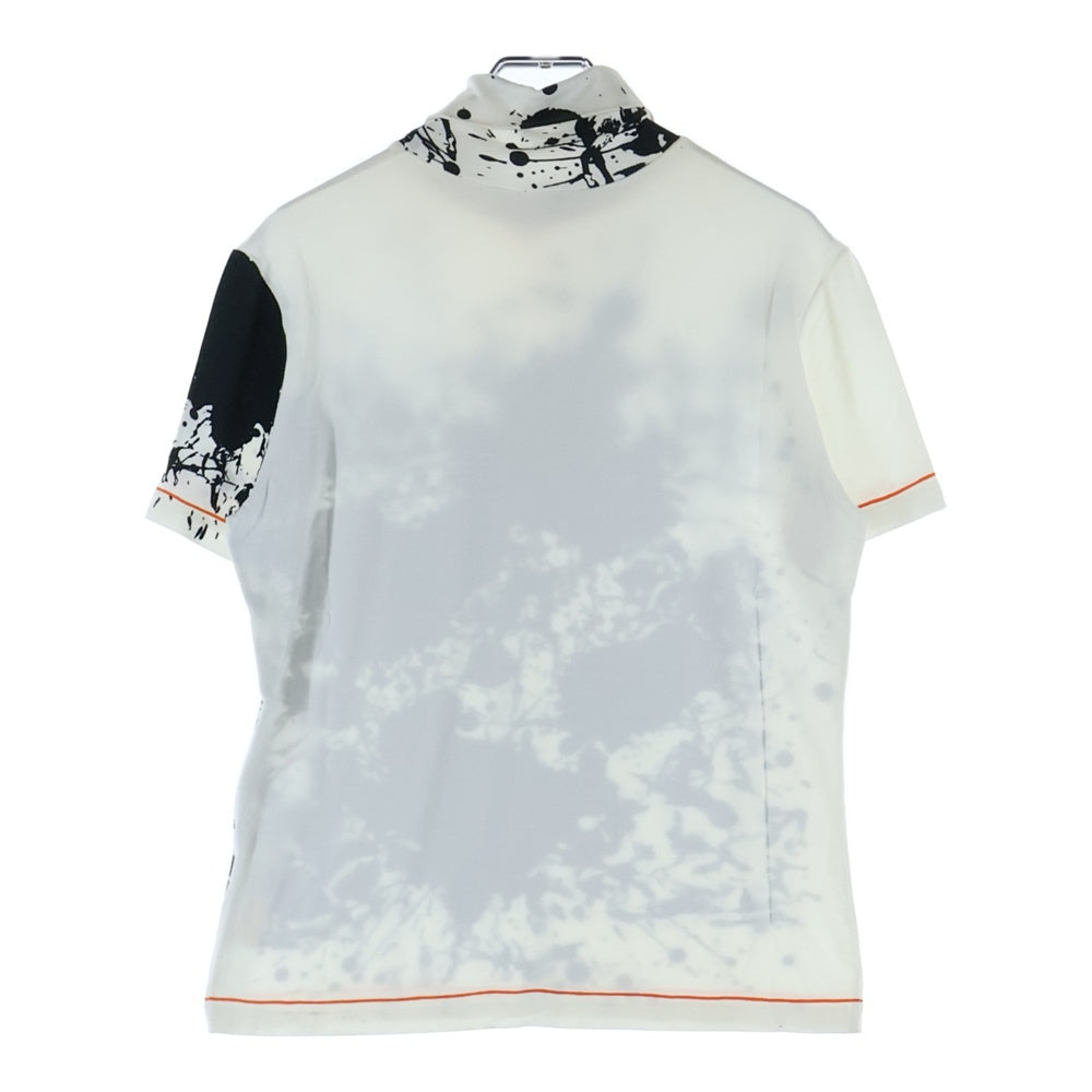HERMES(エルメス) スプラッタープリント タートルネック 半袖Tシャツ レディース ブラック/ホワイト