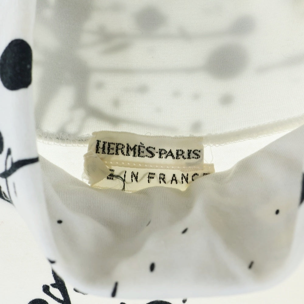 HERMES(エルメス) スプラッタープリント タートルネック 半袖Tシャツ レディース ブラック/ホワイト