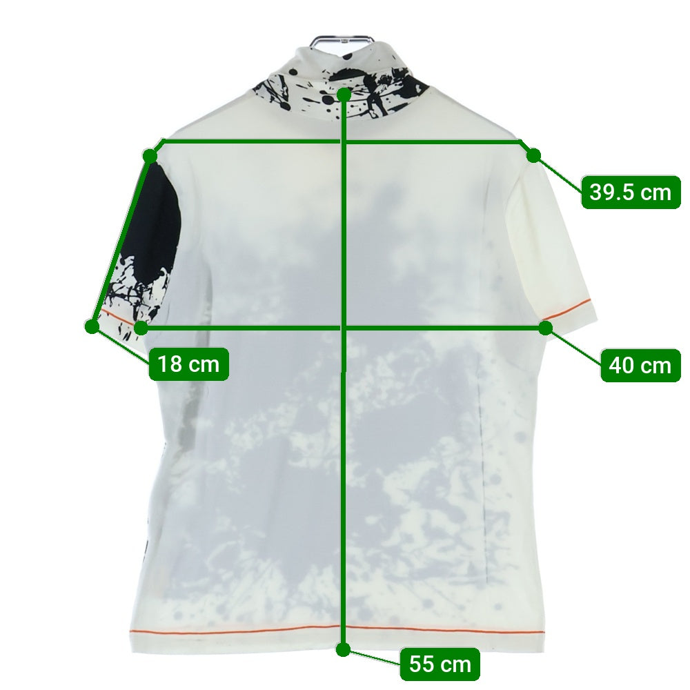 HERMES(エルメス) スプラッタープリント タートルネック 半袖Tシャツ レディース ブラック/ホワイト