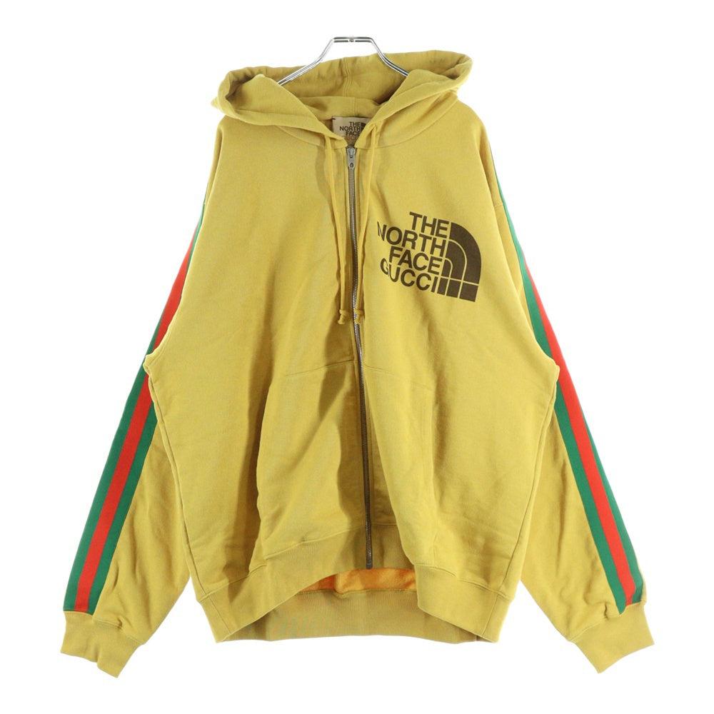 GUCCI(グッチ) ×THE NORTH FACE Logo Zip Hoodie ザノースフェイス ロゴジップアップパーカー フーディ イエロー 651723 XJDIP