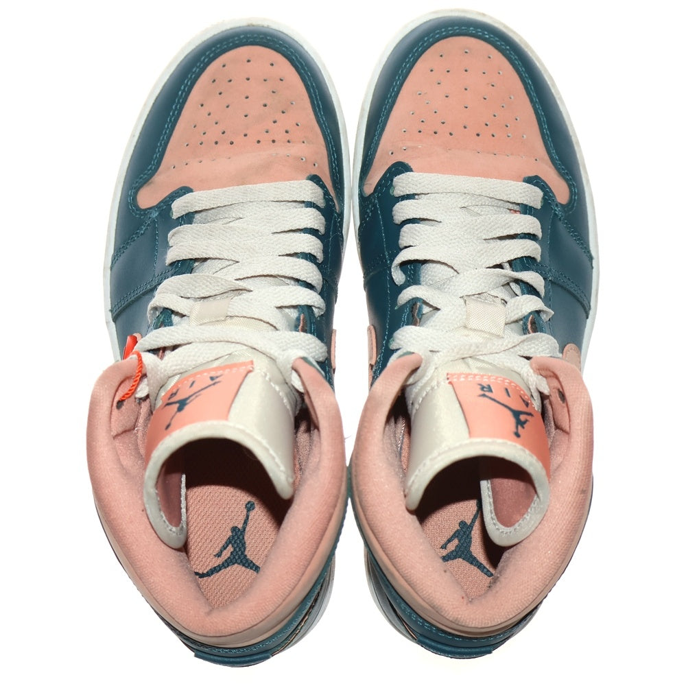 NIKE(ナイキ) WMNS AIR JORDAN 1 MID DARK TEAL GREEN ウィメンズ エアジョーダン1 ミッドカットスニーカー ピンク/グリーン US6/23cm BQ6472-308