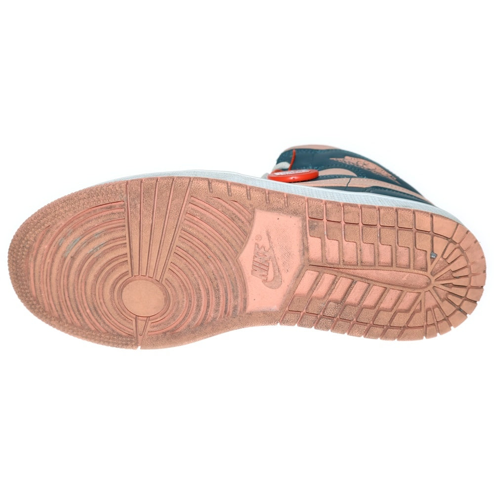 NIKE(ナイキ) WMNS AIR JORDAN 1 MID DARK TEAL GREEN ウィメンズ エアジョーダン1 ミッドカットスニーカー ピンク/グリーン US6/23cm BQ6472-308