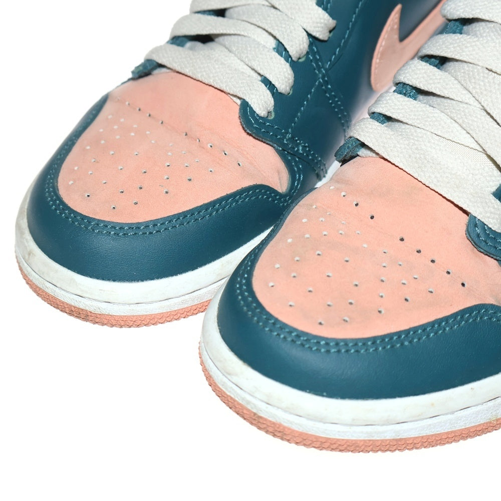 NIKE(ナイキ) WMNS AIR JORDAN 1 MID DARK TEAL GREEN ウィメンズ エアジョーダン1 ミッドカットスニーカー ピンク/グリーン US6/23cm BQ6472-308