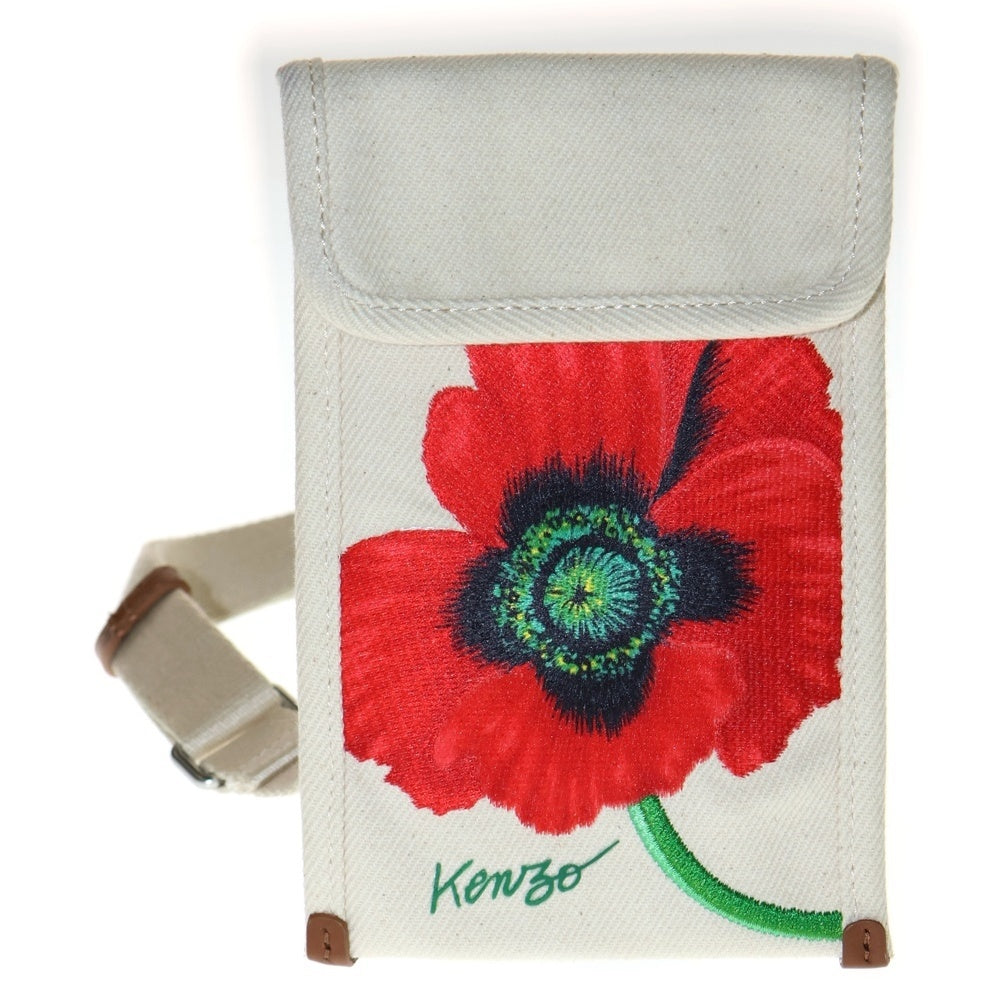 KENZO ケンゾー POPPY PHONE CASE フラワーデザイン ミニポーチ ショルダーバッグ ホワイト FC65PM919F31 KENZO(ケンゾー) POPPY PHONE CASE フラワーデザイン ミニポーチ
