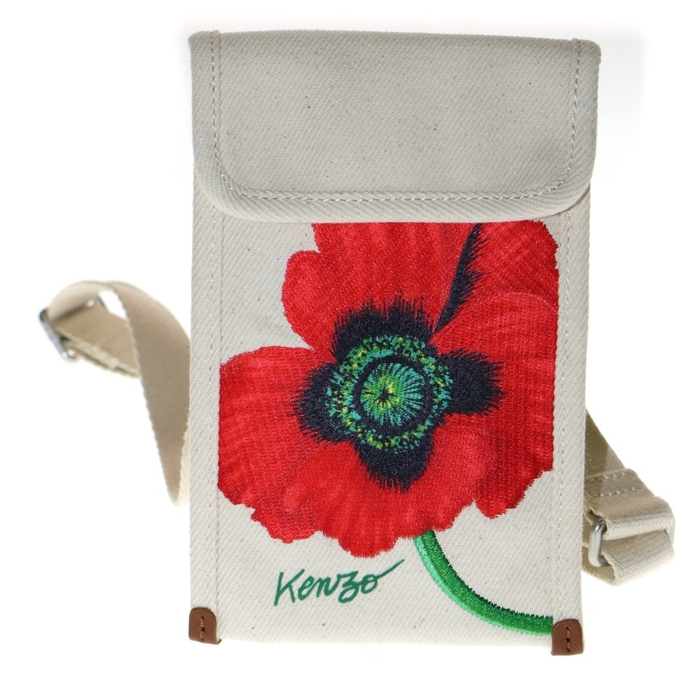 KENZO(ケンゾー) POPPY PHONE CASE フラワーデザイン ミニポーチ ショルダーバッグ ホワイト FC65PM919F31