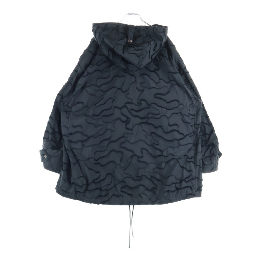 DIOR(ディオール) 20SS Hooded Anorak Camouflage Technical Taffeta カモフラ総柄ロゴ オーバーサイズ ハーフジップアノラックジャケット ブラック 017C10A2960