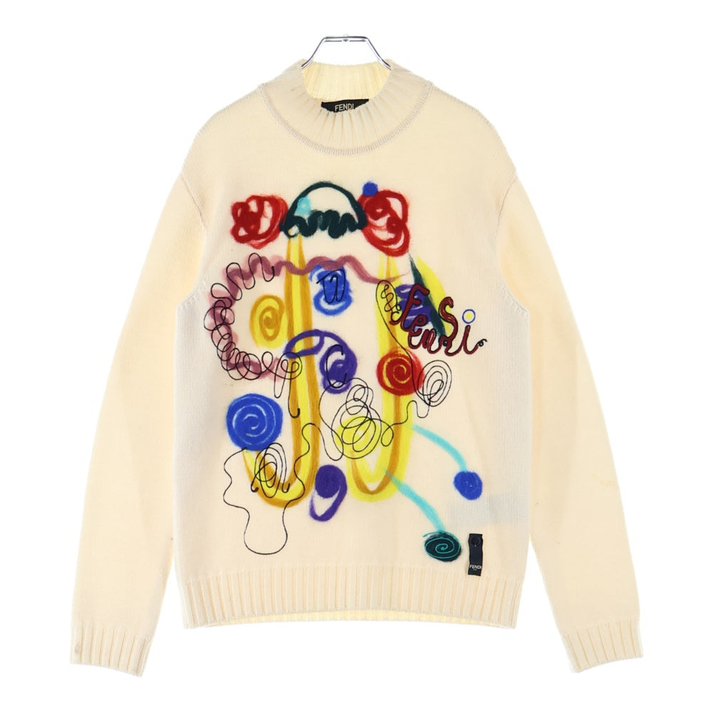 FENDI(フェンディ) フロント刺繍 モックネック ニットセーター マルチ FZY467 AH38