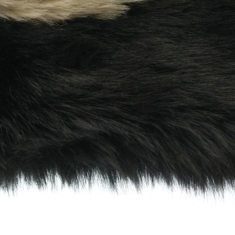 032c(ゼロスリーツーシー ) 24AW Anti-Gauguin Faux Fur Scarf ロゴデザイン フェイクファー スカーフ ブラック F24-UAW-3303-050