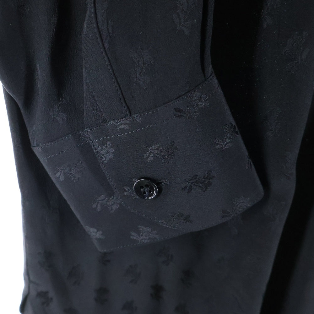 SAINT LAURENT PARIS(サンローランパリ) 18AW 総柄 長袖シルクシャツ ブラック 528009 Y333T