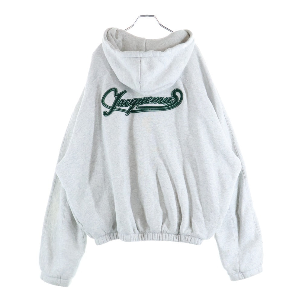 JACQUEMUS(ジャックムス) 25SS Le Hoodie Torneo バックロゴデザイン ダブルジップアップパーカー スウェットフーディ グレー 255JS302-2465