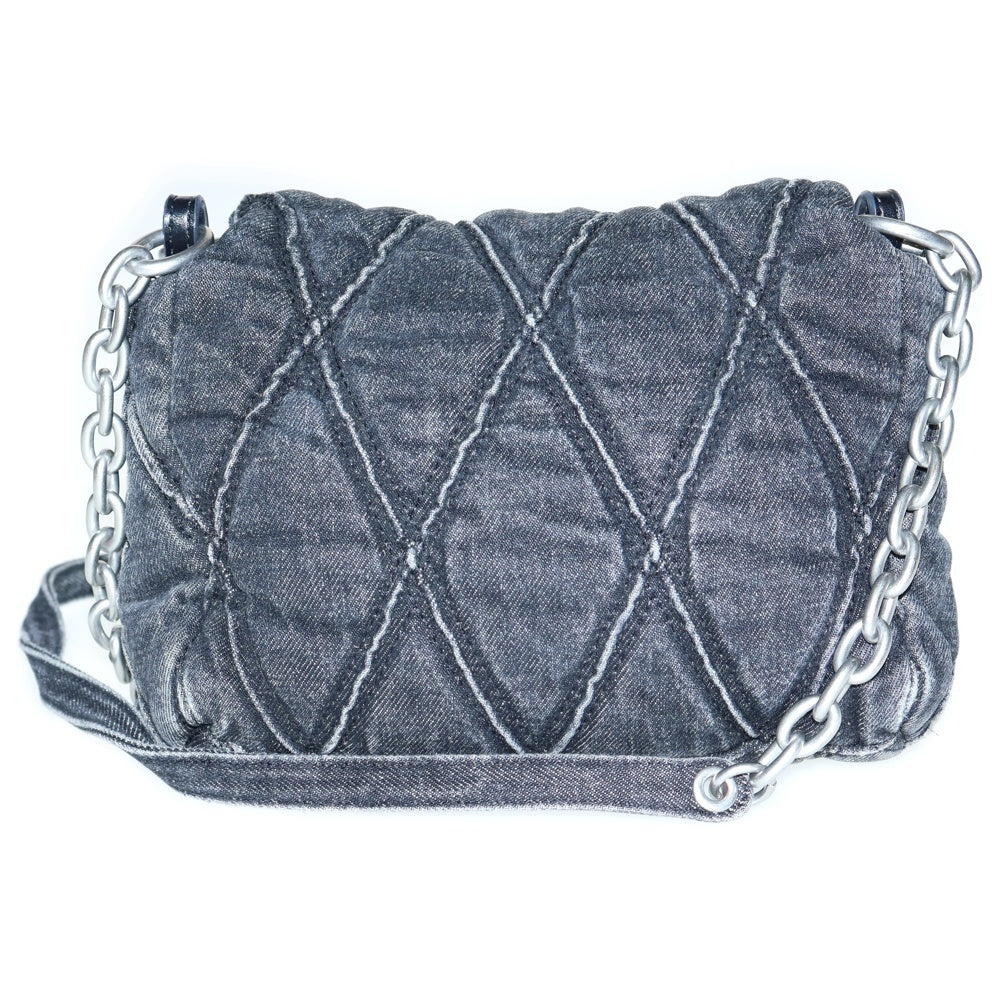 DIESEL(ディーゼル) Charm-D チャーム キルティング デニムショルダーバッグ グレー レディース