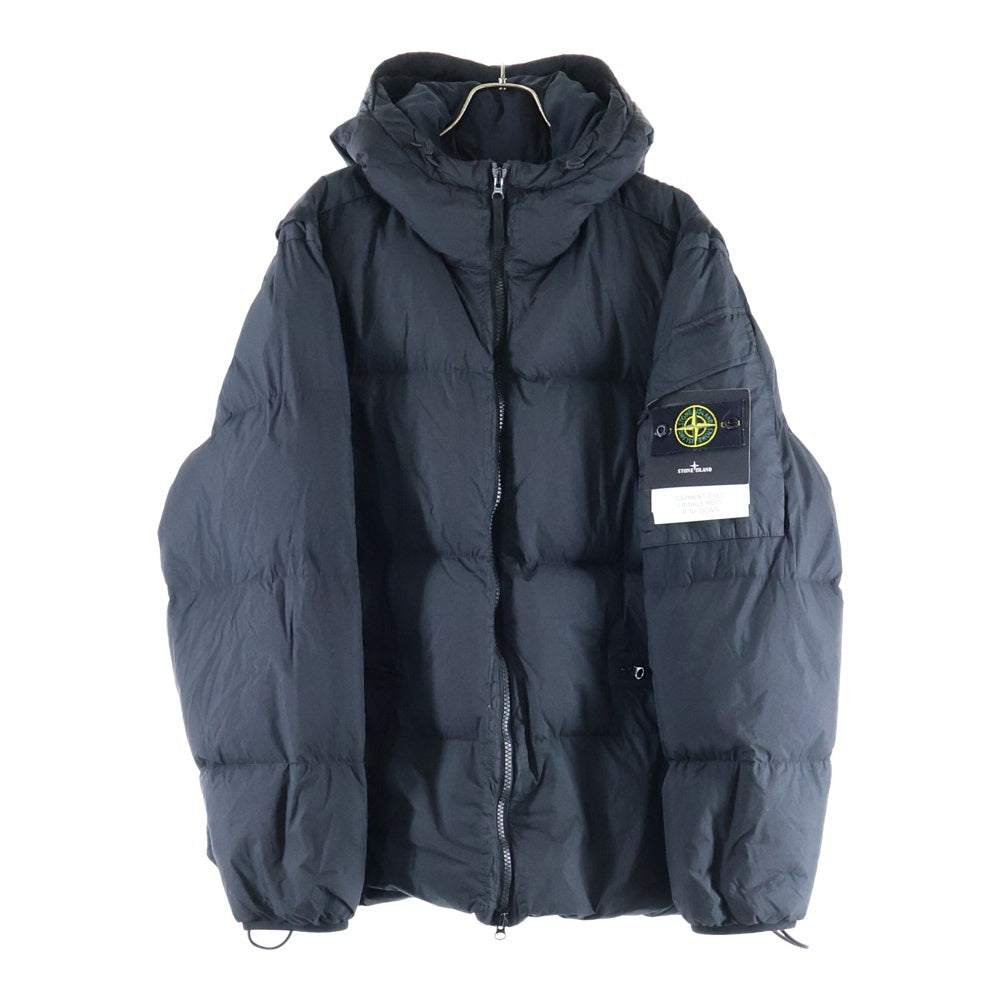 STONE ISLAND(ストーンアイランド) 22AW GARMENT DYED CRINKLE REPS R-NY ジップアップ フーディダウンジャケット 771540223 ブラック
