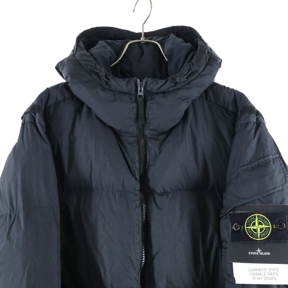 STONE ISLAND(ストーンアイランド) 22AW GARMENT DYED CRINKLE REPS R-NY ジップアップ フーディダウンジャケット 771540223 ブラック