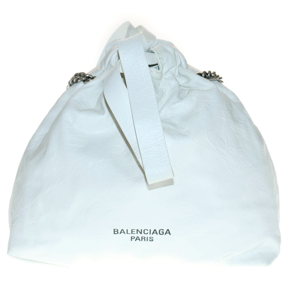 BALENCIAGA(バレンシアガ) Crush Tote Bag XS クラッシュ チェーンショルダーバッグ ホワイト 781796