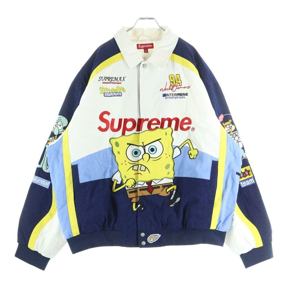 SUPREME(シュプリーム) ×SpongeBob SquarePants Jeff Hamilton Racing Jacket スポンジボブ スクエアパンツ ジェフハミルトン レーシング ジャケット ホワイト