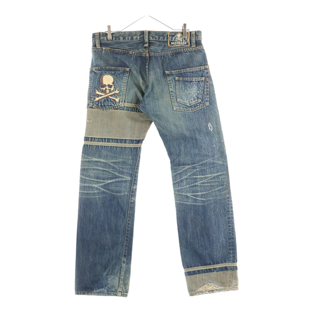 mastermind JAPAN(マスターマインドジャパン) Serenade Denim Pants ダメージ加工 刺繍デニムパンツ インディゴ MV-PA02-00-D