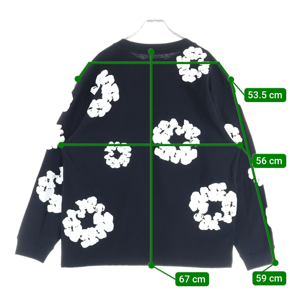 DENIM TEARS(デニムティアーズ) Cotton Wreath L/S T-Shirt 花柄長袖Tシャツ ロンT ブラック