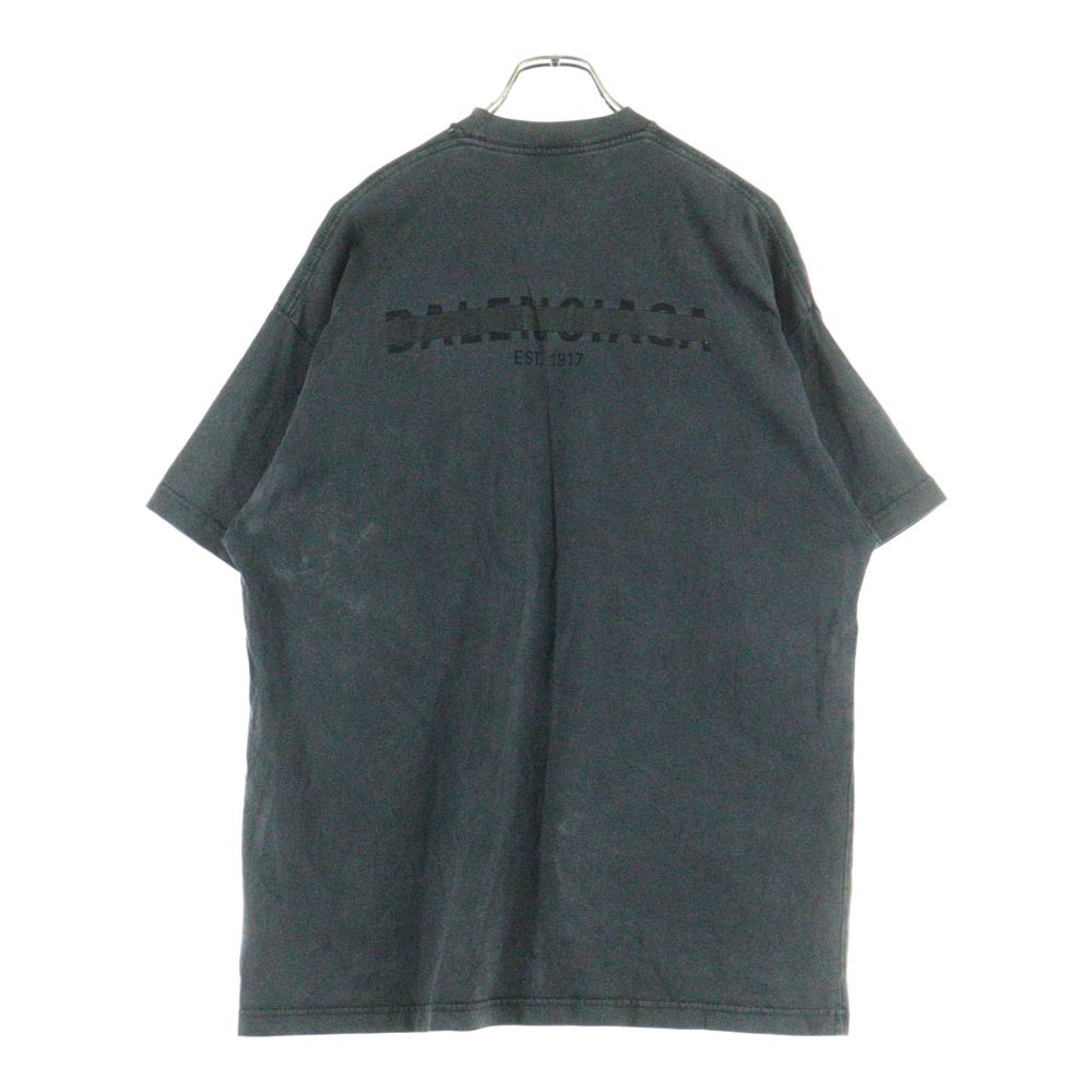 BALENCIAGA(バレンシアガ) Strike 1917 Oversized T-shirt ウォッシュド加工 半袖Tシャツ グレー 694576 TMVJ6