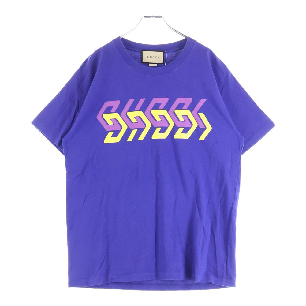 GUCCI(グッチ) 22SS MIRROR PRINT T-SHIRT ミラープリントTシャツ 半袖カットソー ブルー 616036 XJDV9
