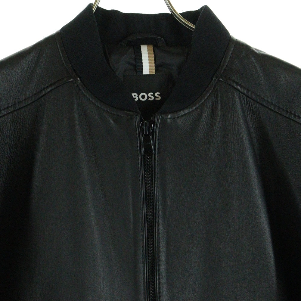BOSS(ボス) Lamb Leather Jacket ラムレザージャケット MA-1 ブラック 10242957