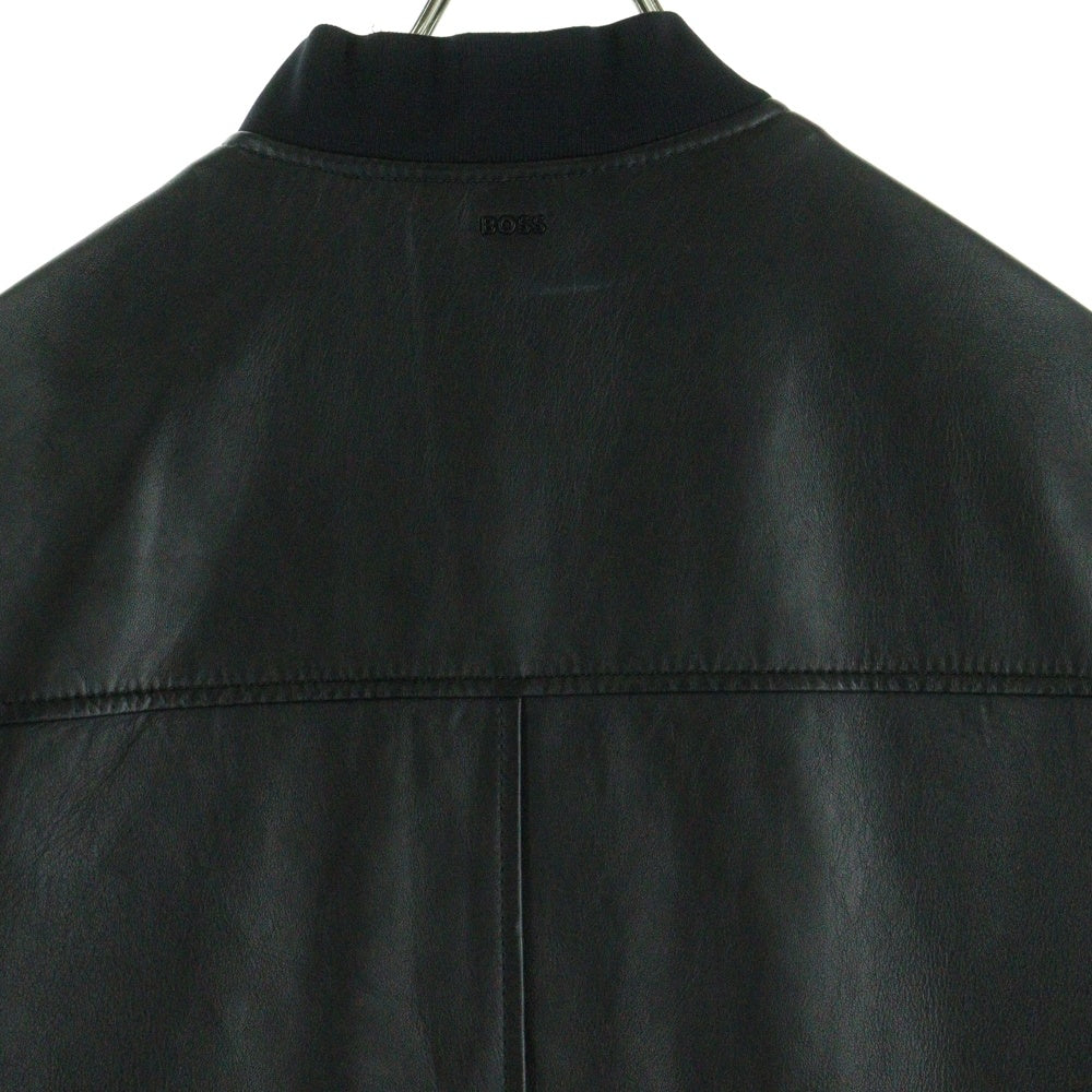BOSS(ボス) Lamb Leather Jacket ラムレザージャケット MA-1 ブラック 10242957