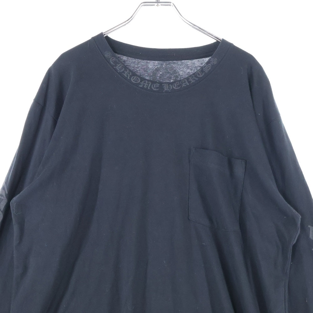 CHROME HEARTS(クロムハーツ) Neck Logo L/S Tee ネックロゴ プリント長袖Tシャツ カットソー ブラック