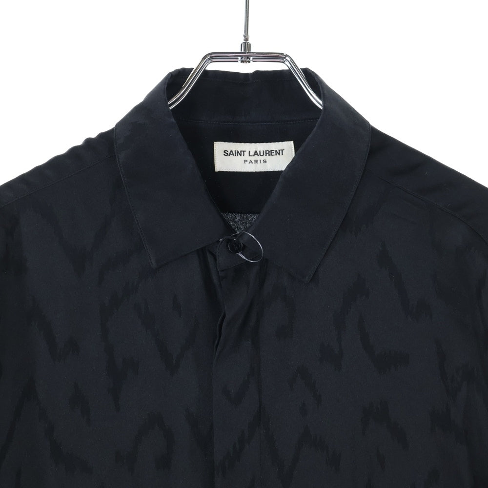 SAINT LAURENT PARIS(サンローランパリ) Silk Shirt イブカラークラシック シルク長袖シャツ ブラック 646850 Y2G27