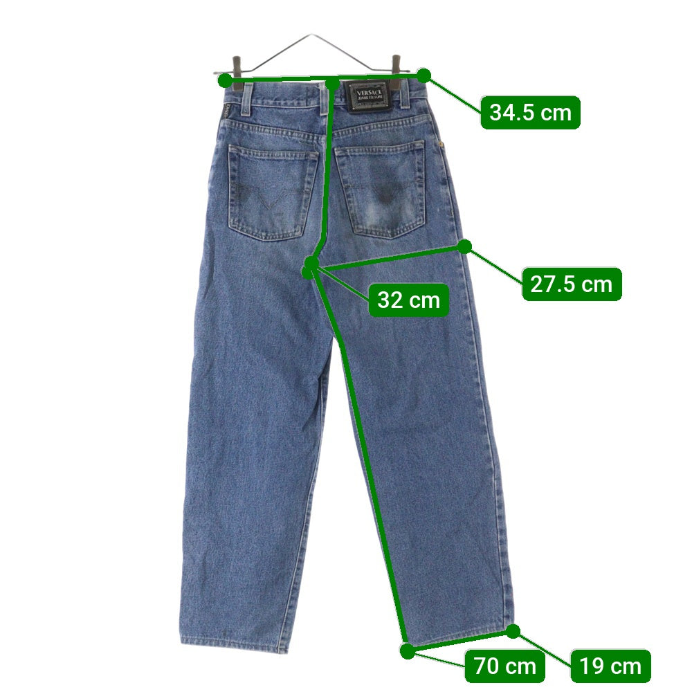 VERSACE JEANS COUTURE(ヴェルサーチジーンズクチュール) ロゴパッチ付き ストレッチデニムパンツ ジーンズ インディゴ