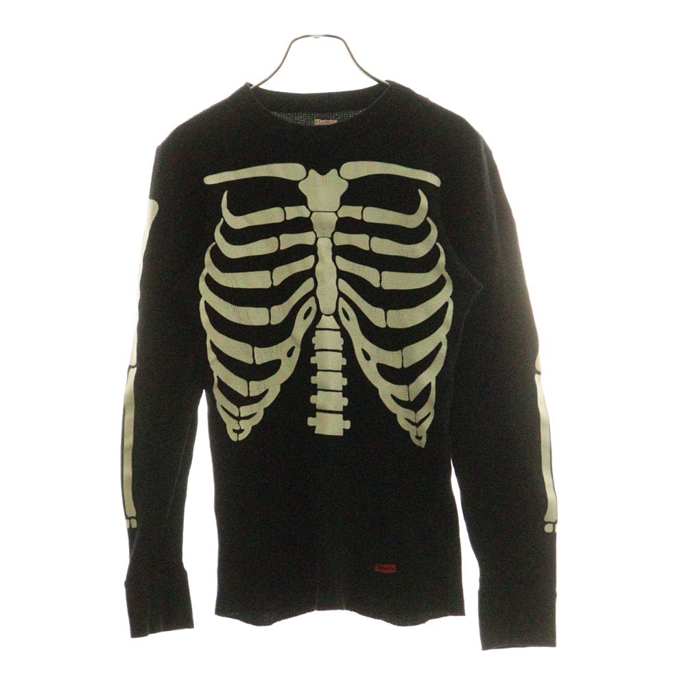 SUPREME(シュプリーム) 24AW ×Hanes Bones Thermal Crew ヘインズ ボーンプリント クルーネック サーマル ロングスリーブ 長袖Tシャツ ブラック