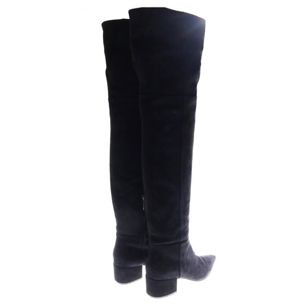 NO BRAND(ノーブランド) SERGIO ROSSI サイドジップ ロングスウェードブーツ ブラック レディー