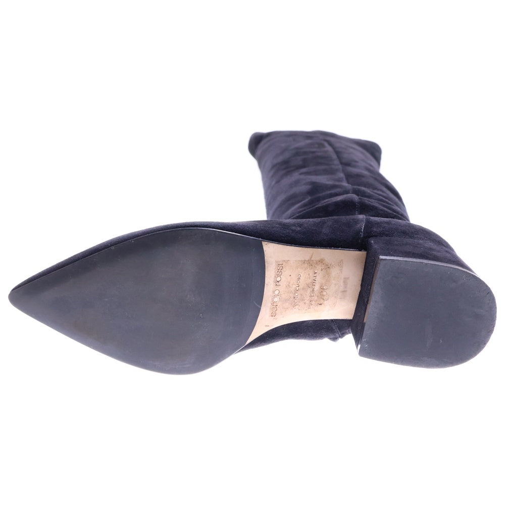 NO BRAND(ノーブランド) SERGIO ROSSI サイドジップ ロングスウェードブーツ ブラック レディー