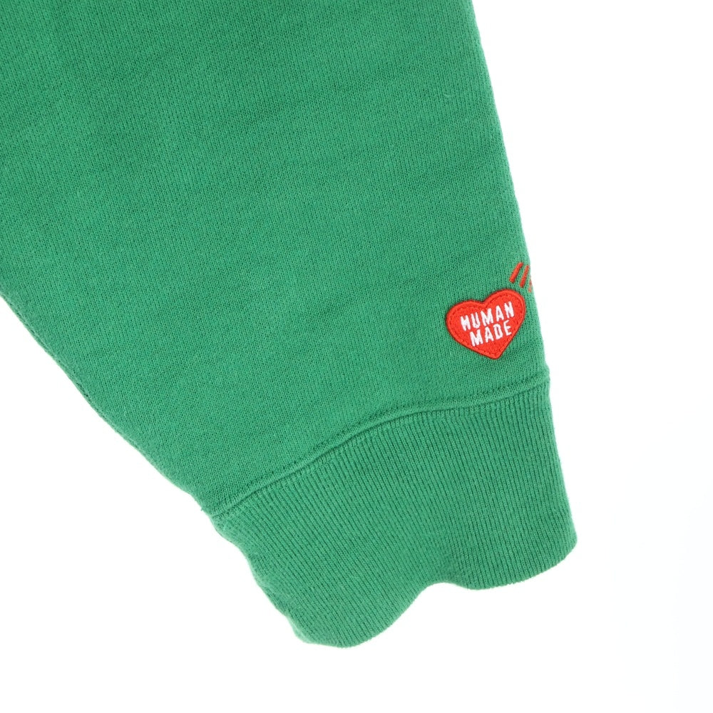 HUMAN MADE(ヒューマンメイド) 25SS HEAVYWEIGHT HOODIE ヘビーウエイト フロントロゴプリント プルオーバースウェットパーカー グリーン HM29CS017