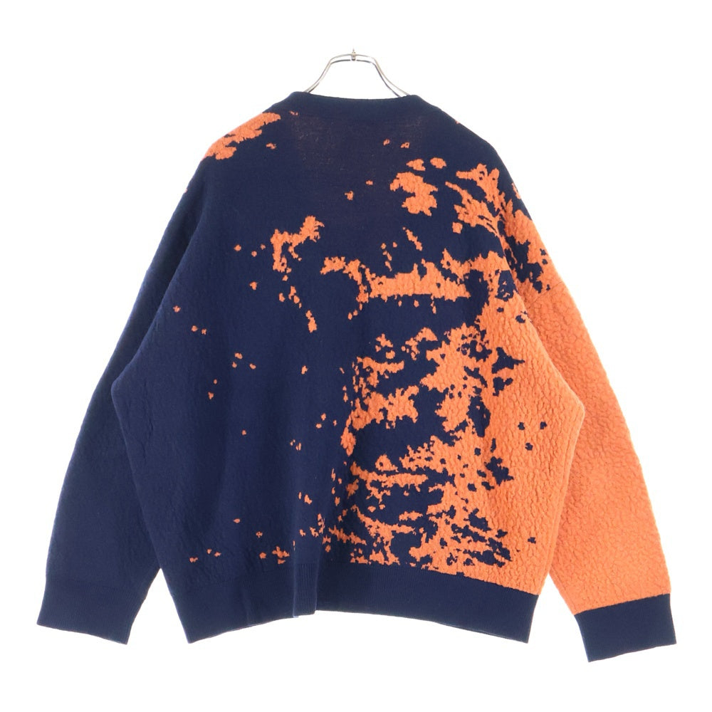 LOEWE(ロエベ) GRAPHIC CARDIGAN グラフィックデザイン ウールカーディガン ネイビー/オレンジ H526Y16K33