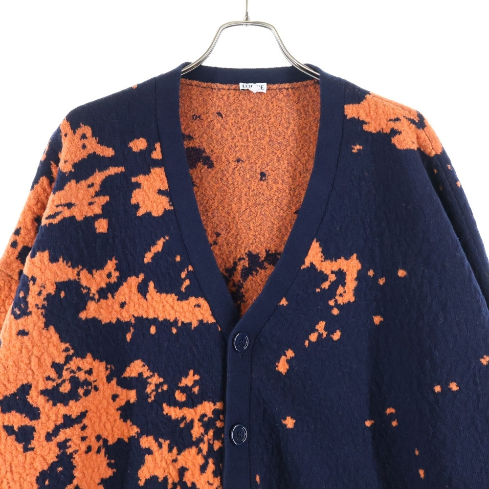 LOEWE(ロエベ) GRAPHIC CARDIGAN グラフィックデザイン ウールカーディガン ネイビー/オレンジ H526Y16K33