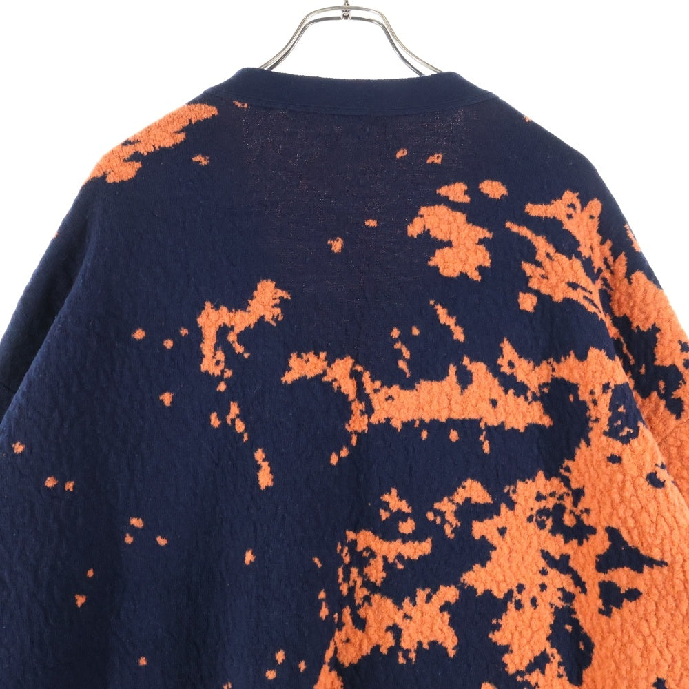 LOEWE(ロエベ) GRAPHIC CARDIGAN グラフィックデザイン ウールカーディガン ネイビー/オレンジ H526Y16K33