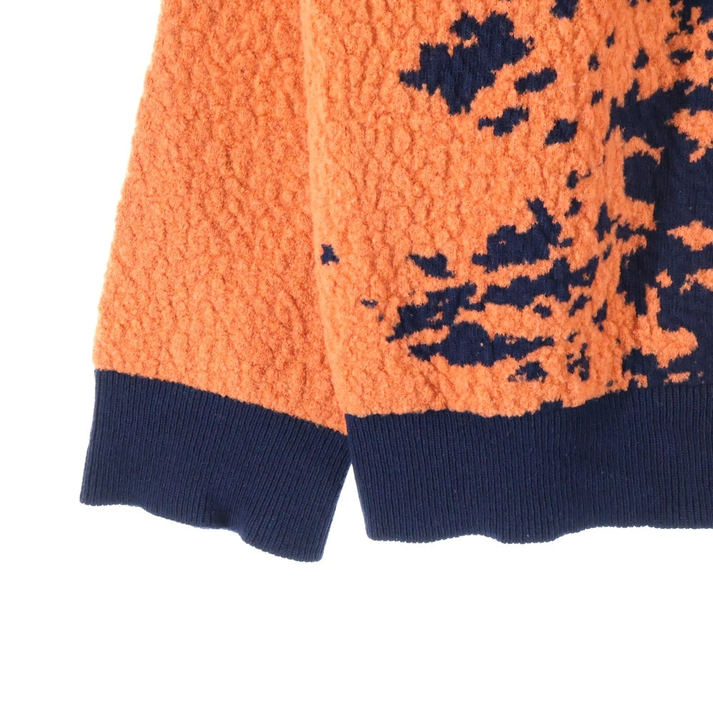 LOEWE(ロエベ) GRAPHIC CARDIGAN グラフィックデザイン ウールカーディガン ネイビー/オレンジ H526Y16K33