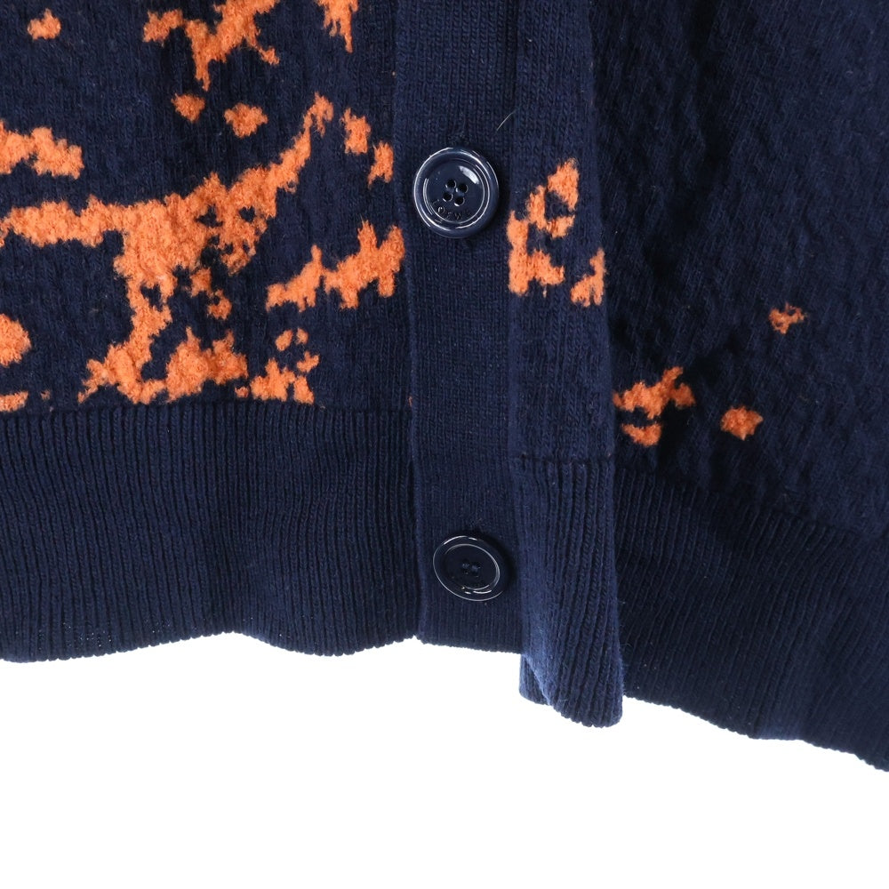 LOEWE(ロエベ) GRAPHIC CARDIGAN グラフィックデザイン ウールカーディガン ネイビー/オレンジ H526Y16K33