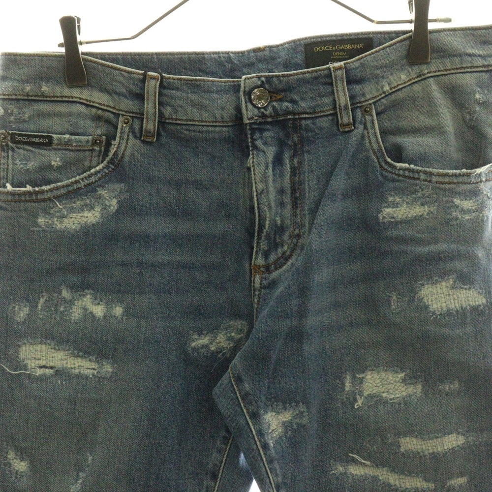 DOLCE & GABBANA(ドルチェアンドガッバーナ) SKINNY ダメージ加工 デニムスキニーパンツ インディゴ GY07LD G8DN7
