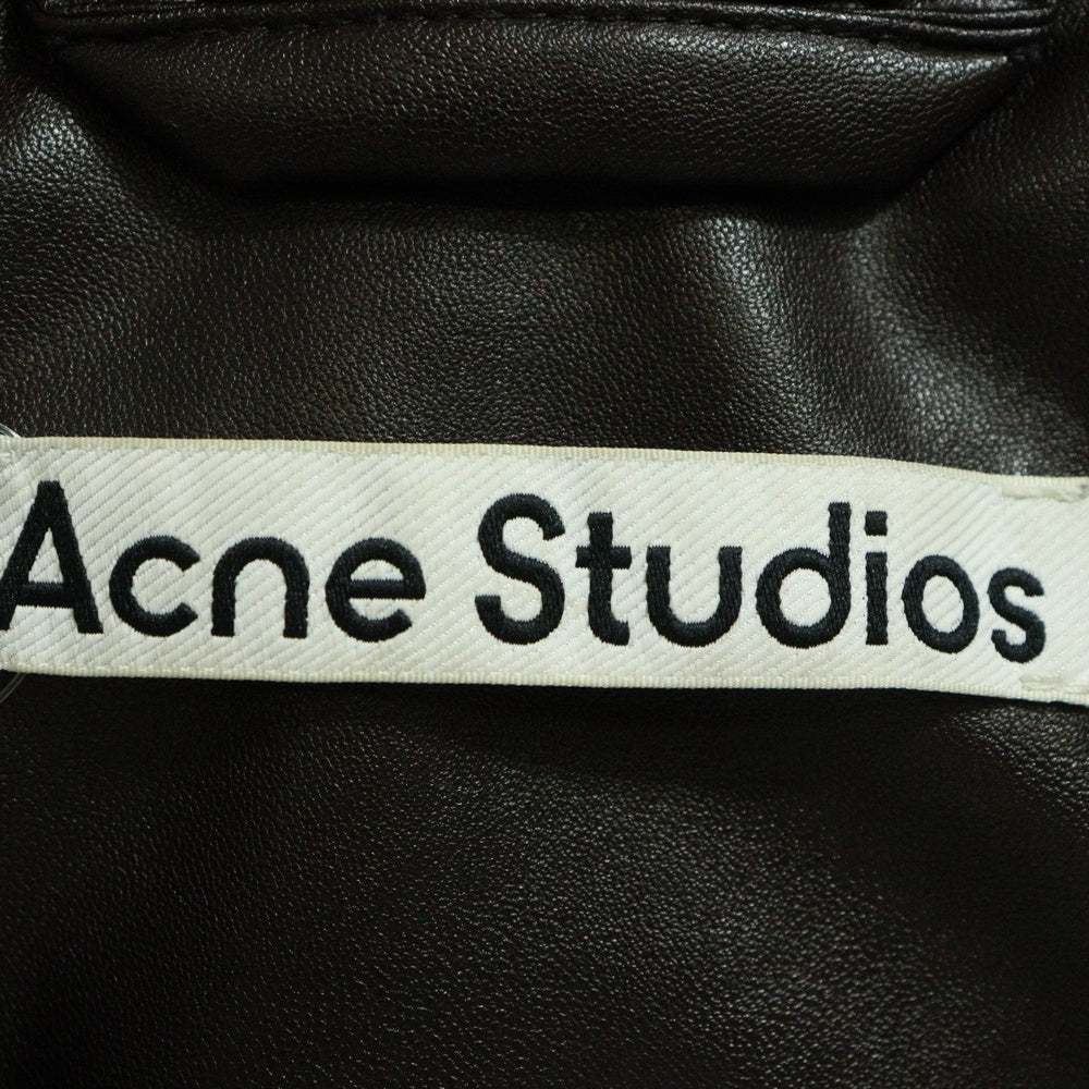 Acne Studios(アクネ ストゥディオズ) Onnea Faux Leather Bomber Jacket フェイクファー クロップドボンバージャケット ブラウン A90570-