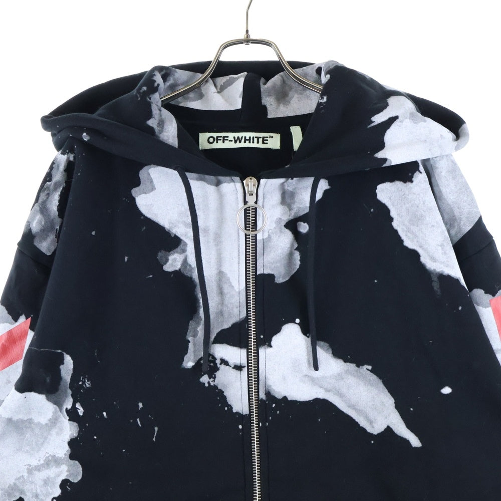OFF-WHITE(オフホワイト) 16AW Paint Zip Up Hoodie リキッドペイント ジップアップスウェットパーカー フーディー ブラック