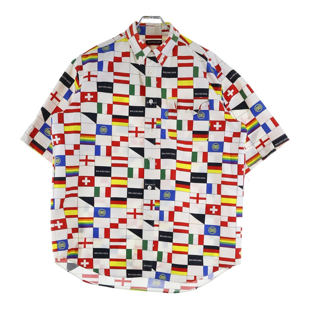 BALENCIAGA(バレンシアガ) 18SS Oversized Flag Shirt 総柄 国旗プリント 半袖シャツ マルチ