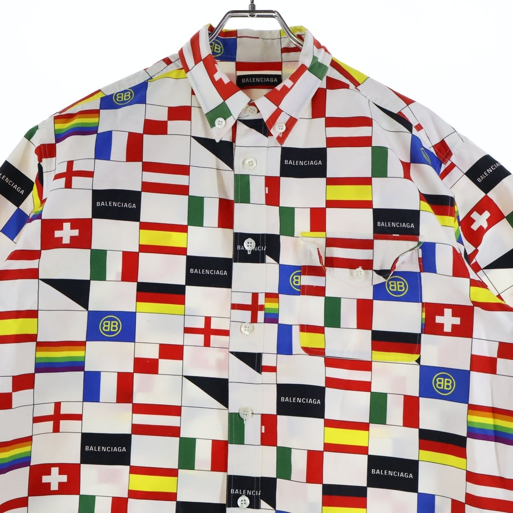 BALENCIAGA(バレンシアガ) 18SS Oversized Flag Shirt 総柄 国旗プリント 半袖シャツ マルチ